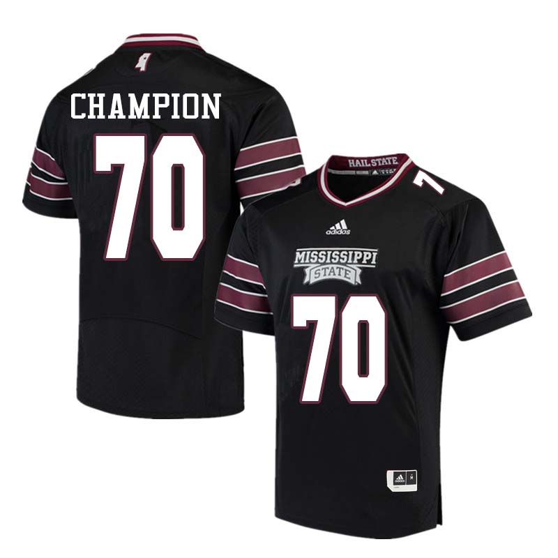 Men #70 Tommy Champion Mississippi State Bulldogs College Football Jerseys Sale-Black